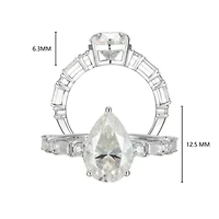 Lab Created Rhodium Plated Sterling Silver Women's Moissanite Enagement Ring