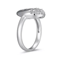 Lab Created Rhodium Plated Sterling Silver Women's Moissanite Teardrop Pavé Statement Ring