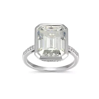 Lab Created Rhodium Plated Sterling Silver Women's Moissanite Pavé Band Statement RIng