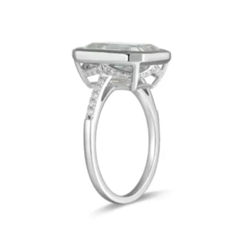 Lab Created Rhodium Plated Sterling Silver Women's Moissanite Pavé Band Statement RIng