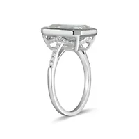 Lab Created Rhodium Plated Sterling Silver Women's Moissanite Pavé Band Statement RIng