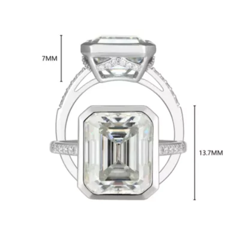 Lab Created Rhodium Plated Sterling Silver Women's Moissanite Pavé Band Statement RIng