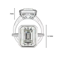 Lab Created Rhodium Plated Sterling Silver Women's Moissanite Pavé Band Statement RIng