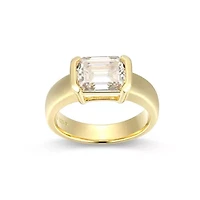 Lab Created 18K Yellow Gold Plated Sterling Silver Women's Moissanite Statement Ring