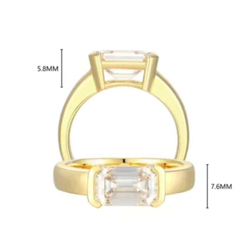 Lab Created 18K Yellow Gold Plated Sterling Silver Women's Moissanite Statement Ring