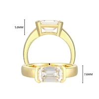 Lab Created 18K Yellow Gold Plated Sterling Silver Women's Moissanite Statement Ring