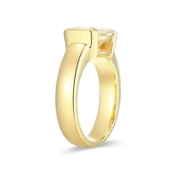 Lab Created 18K Yellow Gold Plated Sterling Silver Women's Moissanite Statement Ring