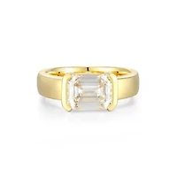 Lab Created 18K Yellow Gold Plated Sterling Silver Women's Moissanite Statement Ring