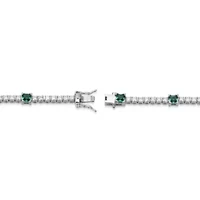Lab Created Rhodium Plated Sterling SIlver Women's Gemstone and Moissanite Tennis Bracelet
