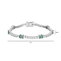 Lab Created Rhodium Plated Sterling SIlver Women's Gemstone and Moissanite Tennis Bracelet
