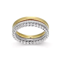 Lab Created 18K Yellow Gold and Rhodium Plated Sterling Silver Women's Moissanite Stackable Rings