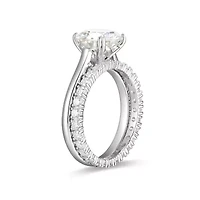 Lab Created Rhodium Plated Sterling Silver Women's Moissanite Pavé Band Stacked Rings
