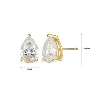 Lab Created 3.86 cttw Moissanite Pear Stud Earrings 18K Yellow Gold or Platinum Plated Sterling Silver