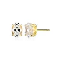 Lab Created 1.88 cttw Moissanite Oval Stud Earrings 18K Yellow Gold or Platinum Plated Sterling Silver