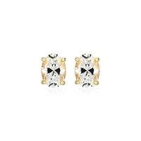 Lab Created 1.88 cttw Moissanite Oval Stud Earrings 18K Yellow Gold or Platinum Plated Sterling Silver