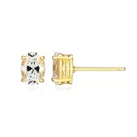 Lab Created 1.88 cttw Moissanite Oval Stud Earrings 18K Yellow Gold or Platinum Plated Sterling Silver