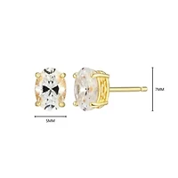 Lab Created 1.88 cttw Moissanite Oval Stud Earrings 18K Yellow Gold or Platinum Plated Sterling Silver