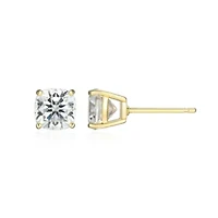 Lab Created 2.42 cttw Moissanite Cushion Stud Earrings 18K Yellow Gold or Platinum Plated Sterling Silver