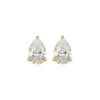 Lab Created 2.66 cttw Moissanite Pear Stud Earrings 18K Yellow Gold or Platinum Plated Sterling Silver