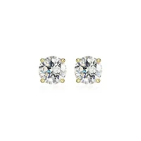 Lab Created 2.20 cttw Moissanite Round Stud Earrings 18K Yellow Gold or Platinum Plated Sterling Silver