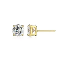 Lab Created 2.20 cttw Moissanite Round Stud Earrings 18K Yellow Gold or Platinum Plated Sterling Silver