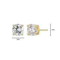 Lab Created 2.20 cttw Moissanite Round Stud Earrings 18K Yellow Gold or Platinum Plated Sterling Silver