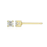 Lab Created 0.18 cttw Moissanite Round Stud Earrings 18K Yellow Gold or Platinum Plated Sterling Silver