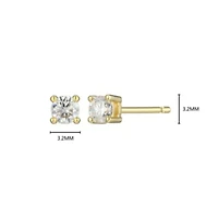 Lab Created 0.18 cttw Moissanite Round Stud Earrings 18K Yellow Gold or Platinum Plated Sterling Silver