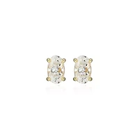 Lab Created 0.46 cttw Moissanite Oval Stud Earrings 18K Yellow Gold or Platinum Plated Sterling Silver