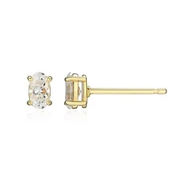 Lab Created 0.46 cttw Moissanite Oval Stud Earrings 18K Yellow Gold or Platinum Plated Sterling Silver