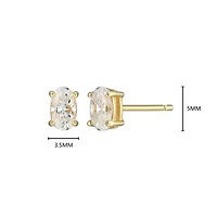 Lab Created 0.46 cttw Moissanite Oval Stud Earrings 18K Yellow Gold or Platinum Plated Sterling Silver
