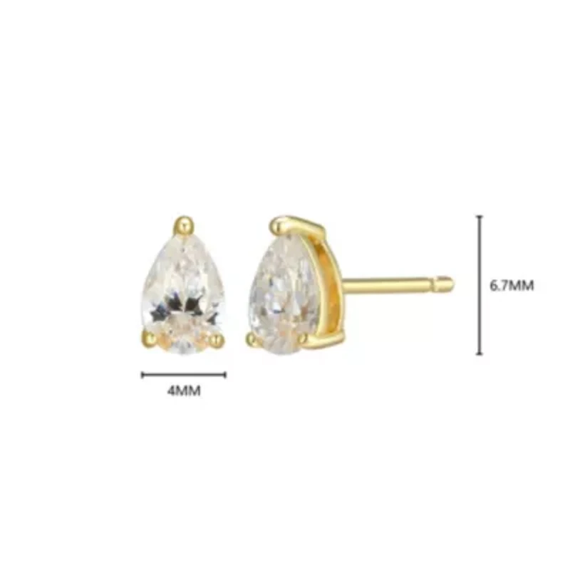Lab Created 0.80 cttw Moissanite Pear Stud Earrings 18K Yellow Gold or Platinum Plated Sterling Silver