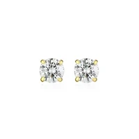 Lab Created 0.82 cttw Moissanite Round Stud Earrings 18K Yellow Gold or Platinum Plated Sterling Silver