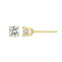 Lab Created 0.82 cttw Moissanite Round Stud Earrings 18K Yellow Gold or Platinum Plated Sterling Silver