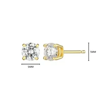 Lab Created 0.82 cttw Moissanite Round Stud Earrings 18K Yellow Gold or Platinum Plated Sterling Silver