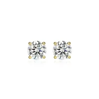 Lab Created 1.80 cttw Moissanite Round Stud Earrings 18K Yellow Gold or Platinum Plated Sterling Silver