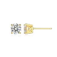 Lab Created 1.80 cttw Moissanite Round Stud Earrings 18K Yellow Gold or Platinum Plated Sterling Silver