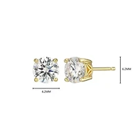 Lab Created 1.80 cttw Moissanite Round Stud Earrings 18K Yellow Gold or Platinum Plated Sterling Silver
