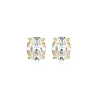Lab Created 3.36 cttw Moissanite Oval Stud Earrings 18K Yellow Gold or Platinum Plated Sterling Silver