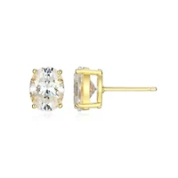 Lab Created 3.36 cttw Moissanite Oval Stud Earrings 18K Yellow Gold or Platinum Plated Sterling Silver