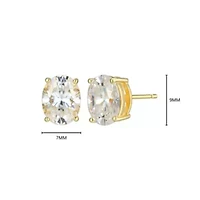 Lab Created 3.36 cttw Moissanite Oval Stud Earrings 18K Yellow Gold or Platinum Plated Sterling Silver