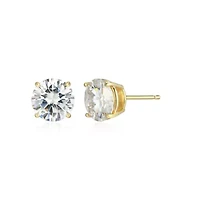 Lab Created 3.20 cttw Moissanite Round Stud Earrings 18K Yellow Gold or Platinum Plated Sterling Silver