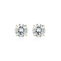 Lab Created 3.20 cttw Moissanite Round Stud Earrings 18K Yellow Gold or Platinum Plated Sterling Silver