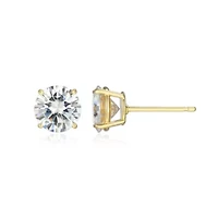 Lab Created 3.20 cttw Moissanite Round Stud Earrings 18K Yellow Gold or Platinum Plated Sterling Silver