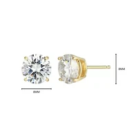 Lab Created 3.20 cttw Moissanite Round Stud Earrings 18K Yellow Gold or Platinum Plated Sterling Silver