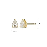 Lab Created 0.50 cttw Moissanite Pear Stud Earrings 18K Yellow Gold or Platinum Plated Sterling Silver