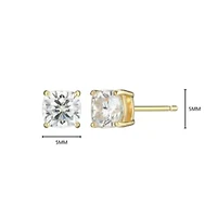 Lab Created 1.14 cttw Moissanite Cushion Stud Earrings 18K Yellow Gold or Platinum Plated Sterling Silver