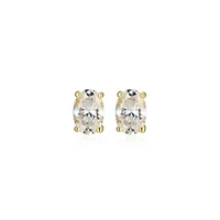 Lab Created 0.86 cttw Moissanite Oval Stud Earrings 18K Yellow Gold or Platinum Plated Sterling Silver