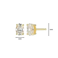 Lab Created 0.86 cttw Moissanite Oval Stud Earrings 18K Yellow Gold or Platinum Plated Sterling Silver