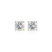 Lab Created 1.92 cttw Moissanite Cushion Stud Earrings 18K Yellow Gold or Platinum Plated Sterling Silver
